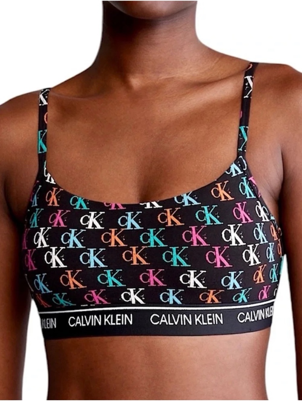 calvin klein: multicolor logo sports bra
